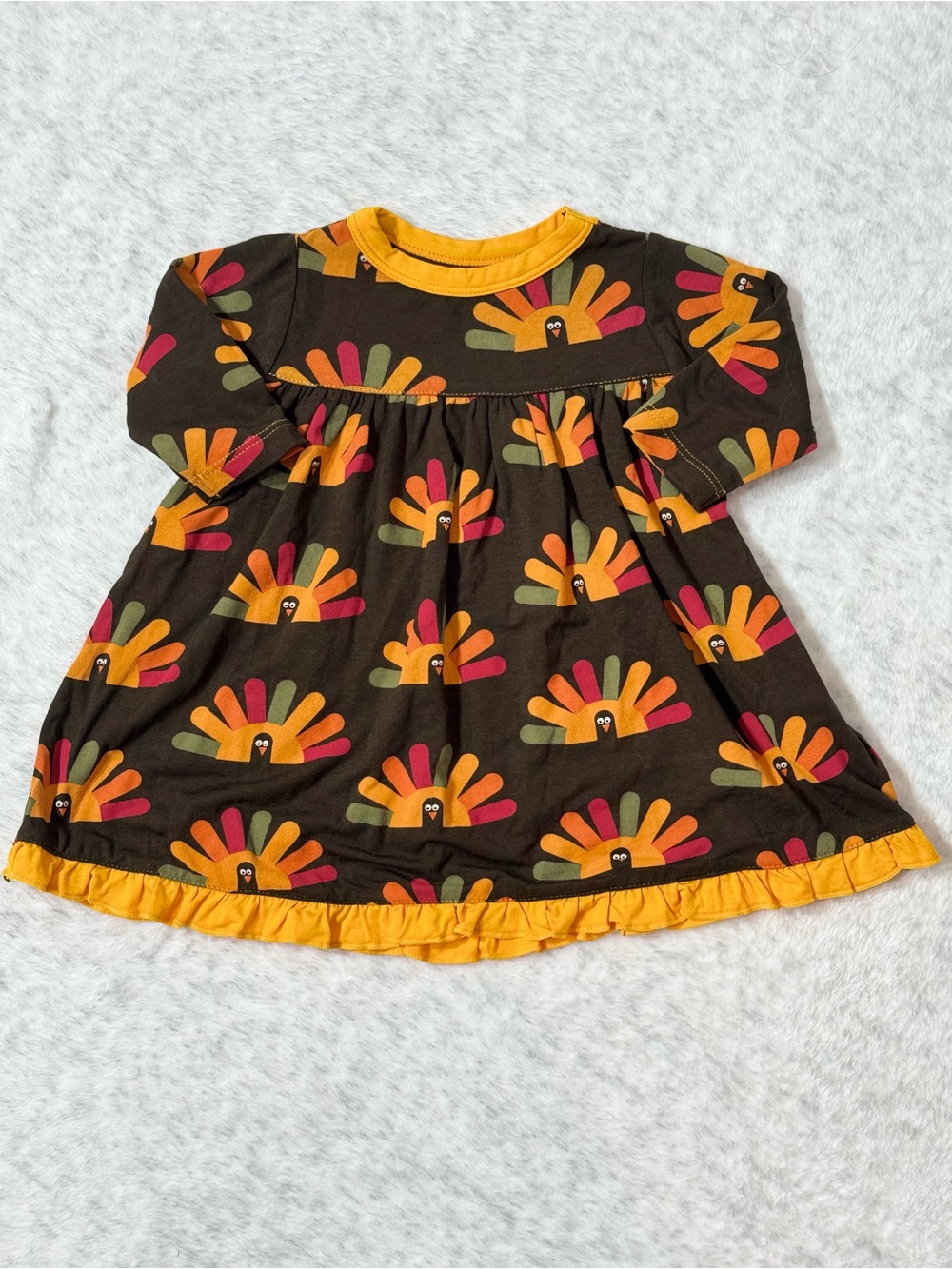 Kickee Pants Thanksgiving Turkey Dress Newborn Baby Girl Bamboo Brown Fall